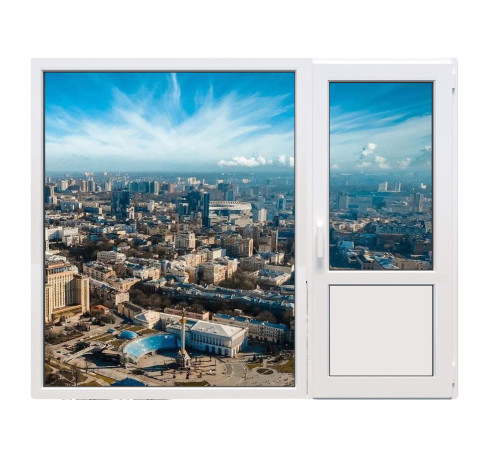 Балконный блок Veka Softline 82 с глухим панорамным окном в пол 2100 x 2000 мм