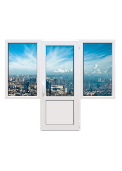 Балконный блок Veka Softline 82 с двумя окнами и поворотно-откидной дверью 2300 x 2100 мм