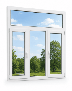 Металопластикове вікно VEKA Softline тристулкове з фрамугою 2200 x 2100 мм