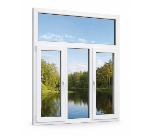 Металлопластиковое окно VEKA Softline 82 трёхстворчатое с фрамугой 2200 x 2100 мм