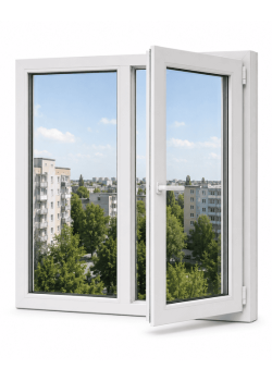 Металлопластиковое окно Viknaland B70-3K двустворчатое с поворотно-откидной створкой 1200 x 1400 мм