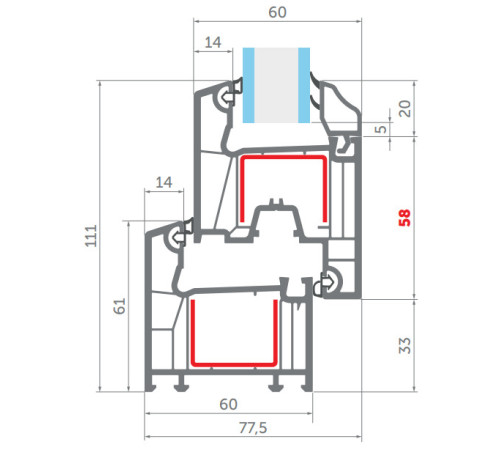 Металопластикові двері WDS 5S 900 x 2200 мм