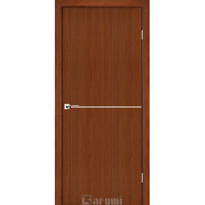 Межкомнатные Двери Plato Line PTL-03 орех роял (декор с алюминия цвета никель) Darumi Ламинатин-0
