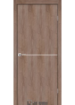 Двери Plato Line PTL-03 орех бургун (декор с алюминия цвета никель) Darumi