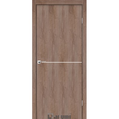 Межкомнатные Двери Plato Line PTL-03 орех бургун (декор с алюминия цвета никель) Darumi Ламинатин-0