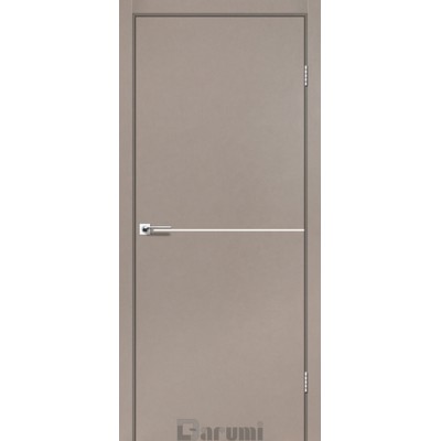 Межкомнатные Двери Plato Line PTL-03 серый краст (декор с алюминия цвета никель) Darumi Ламинатин-0