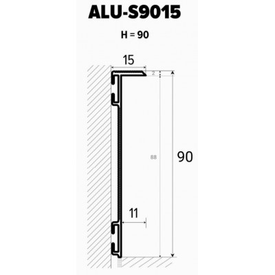 Плинтус алюминиевый скрытого монтажа 90х15х2700 мм ALU-S9015 Без покрытия Kluchuk-1