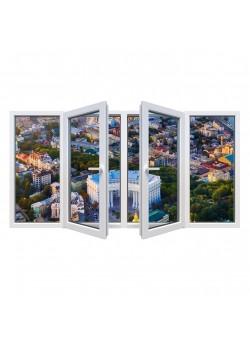 Металлопластиковое окно Viknaroff Fenster 500 четырехстворчатое с двумя поворотно-откидными створками 2400 x 1500 мм