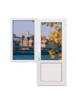 Балконный блок Decco V60 с глухим окном и поворотно-откидной дверью 1800 x 2100 мм