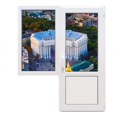 Балконный блок Viknaroff Fenster 500 с глухим окном и поворотно-откидной дверью 1800 x 2100 мм-0