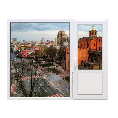 Балконный блок Aluplast Ideal 2000 с глухим панорамным окном в пол 2100 x 2000 мм-0