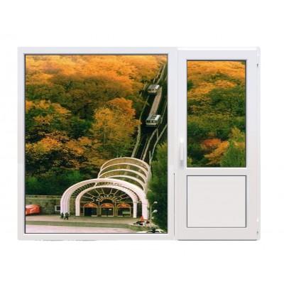 Балконный блок Aluplast Ideal 4000 с глухим панорамным окном в пол 2100 x 2000 мм-0