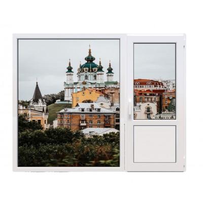 Балконный блок Veka Softline с глухим панорамным окном в пол 2100 x 2000 мм-0