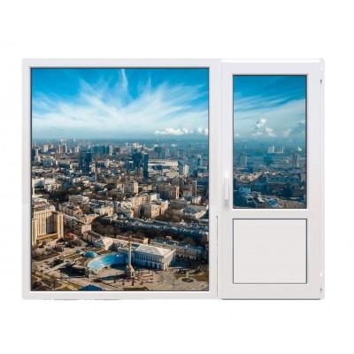 Балконный блок Veka Softline 82 с глухим панорамным окном в пол 2100 x 2000 мм-0