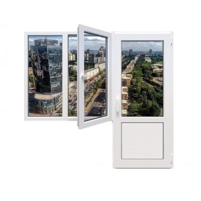 Балконный блок Aluplast Ideal 7000 с двухстворчатым окном и поворотно-откидной створкой 1900 x 2000 мм-0