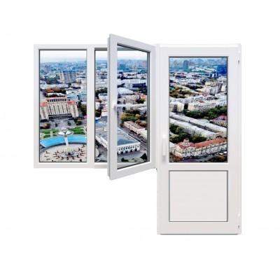 Балконный блок Aluplast Ideal 7000 MD с двухстворчатым окном и поворотно-откидной створкой 1900 x 2000 мм-0