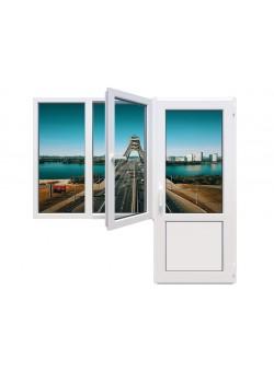 Балконный блок Glasso 7S с двухстворчатым окном и поворотно-откидной створкой 1900 x 2000 мм