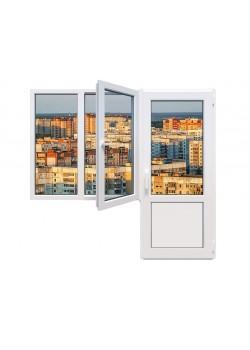 Балконный блок Rehau Euro 60 с двухстворчатым окном и поворотно-откидной створкой 1900 x 2000 мм