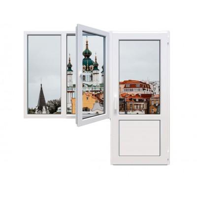 Балконный блок Veka Softline с двухстворчатым окном и поворотно-откидной створкой 1900 x 2000 мм-0