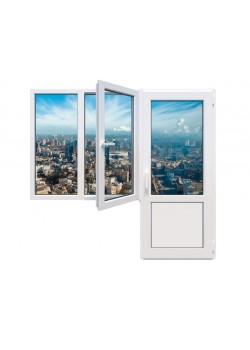Балконный блок Veka Softline 82 с двухстворчатым окном и поворотно-откидной створкой 1900 x 2000 мм