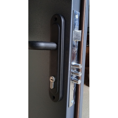 Вхідні Двері Технічна 2 листа металу 1200 антрацит "Redfort"-1