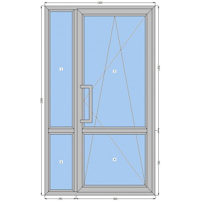 Алюминиевые двери HOFFMANN W70 полуторные со стеклопакетом 1200-2050 мм-0