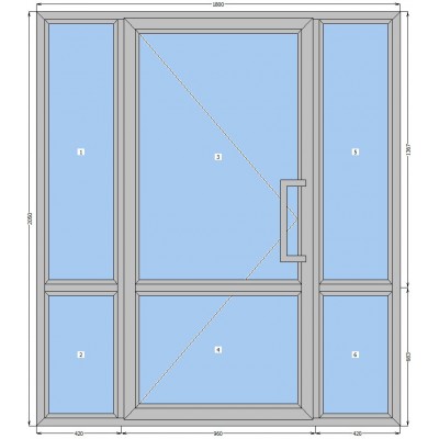 Алюминиевые двери HOFFMANN W70 с боковыми панелями со стеклопакетом 1800-2050 мм-0