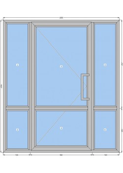 Алюминиевые двери ALUMIL S77 SD77 с боковыми панелями со стеклопакетом 1800-2050 мм
