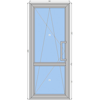 Алюминиевые двери HOFFMANN W70 одинарные со стеклопакетом 860-2050 мм-0