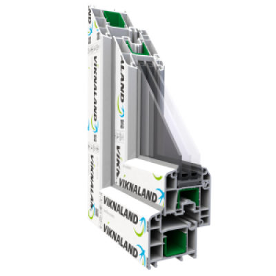 Металлопластиковое окно Viknaland B70-3K четырехстворчатое с двумя поворотно-откидными створками 2400 x 1500 мм-1