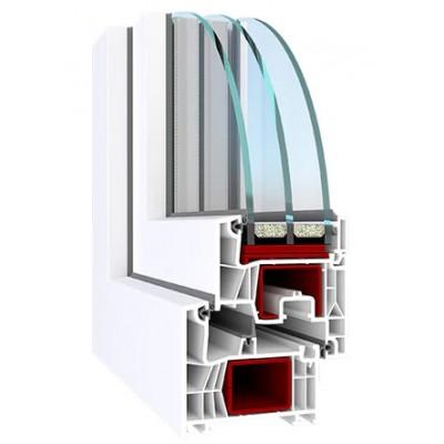 Балконный блок WDS 76MD с двумя окнами и поворотно-откидной дверью 2300 x 2100 мм-1