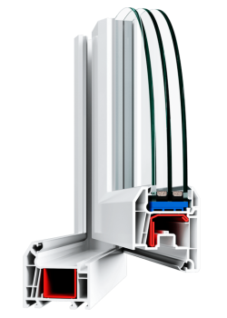 Металлопластиковые двери WHS Halo 60 полуторные с поворотно-откидной створкой 1200 x 2100 мм