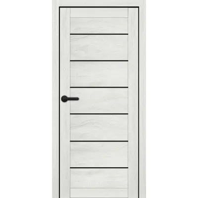 Межкомнатные Двери Portalino Doors PL-ECO-08 Черное стекло Ламинатин-1