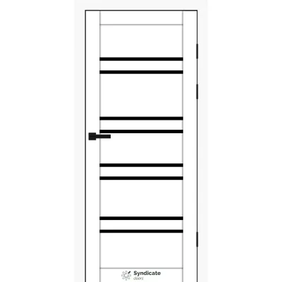 Міжкімнатні Двері Syndicate Doors SD-PVC-118 білий Чорне скло ПВХ плівка-0