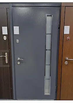 Двері Мет/МДФ зі склопакетом, Сіра/Антрацит, 960 права, М18 Redfort
