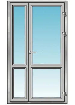 Алюмінієві двері Alulight W76 полуторні з поворотною стулкою 1300 x 2100 мм
