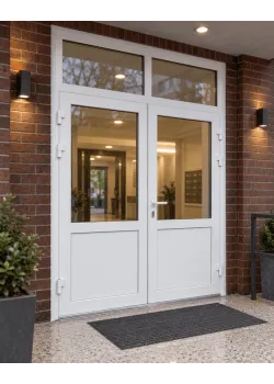 Металопластикові двері VEKA Softline 76 з фрамугою 1700 x 2400 мм