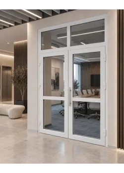 Металопластикові двері Rehau Euro 60 з фрамугою 1500 x 2500 мм
