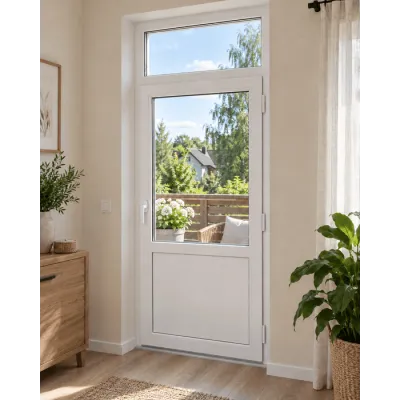 Металлопластиковые двери WDS 5S с фрамугой 700 x 2400 мм-0