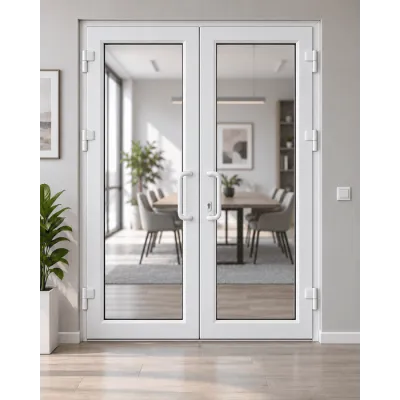 Металлопластиковые двери VEKA Softline 70 двустворчатые 1200 x 2000 мм-0