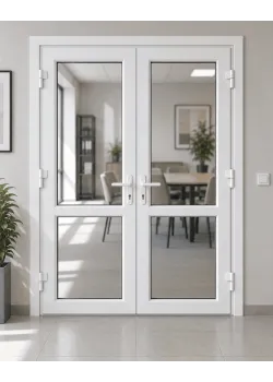 Металлопластиковые двери REHAU 60 двустворчатые 1300 x 2100 мм