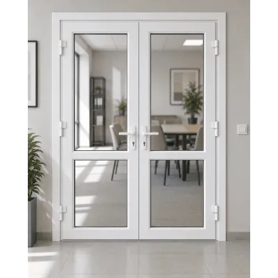 Металлопластиковые двери REHAU 60 двустворчатые 1300 x 2100 мм-0