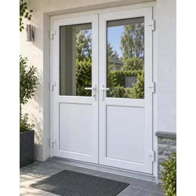 Металлопластиковые двери VEKA Softline 70 двустворчатые 1300 x 2000 мм-0