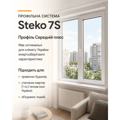 Металлопластиковое окно Steko 7S четырехстворчатое с двумя поворотно-откидными створками 3000x1500 мм-2