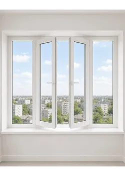 Металлопластиковое окно Decco V70 четырехстворчатое с двумя поворотно-откидными створками 2800x1000 мм