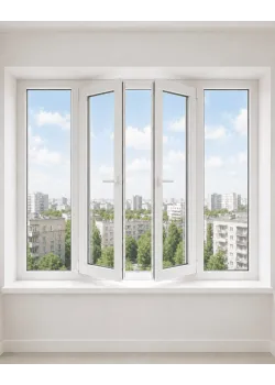 Металлопластиковое окно Rehau Euro 60 четырехстворчатое с двумя поворотно-откидными створками 2600x1300 мм