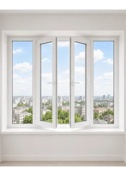 Металлопластиковое окно REHAU EURO 60 четырехстворчатое с двумя поворотно-откидными створками 3000x1700 мм