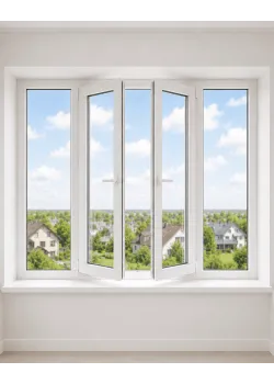 Металлопластиковое окно Rehau Euro 70 четырехстворчатое с двумя поворотно-откидными створками 2500x800 мм