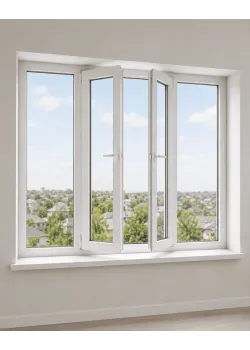 Металлопластиковое окно Veka Softline 82 четырехстворчатое с двумя поворотно-откидными створками 3000x1400 мм