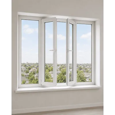 Металлопластиковое окно VEKA Softline 82 четырехстворчатое с двумя поворотно-откидными створками 3100x1200 мм-0